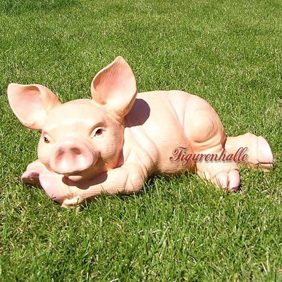 Schwein Schweinchen Dekorationsfigur liege Haus und Garten Schweinchen rosa Ländliche