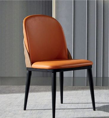 Oranger Stuhl Esszimmer Möbel Designer Einsitzer Holz Textil Stühle