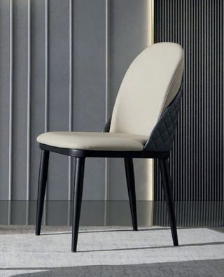 Weiß-Grauer Einsitzer Moderne Esszimmer Stühle Lehnstuhl Holz Möbel