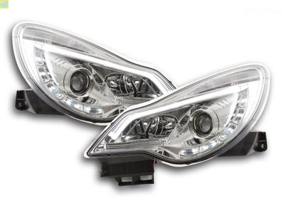 Scheinwerfer Set Daylight LED Tagfahrlicht Opel Corsa D ab 2011 chrom für Rechtslenk