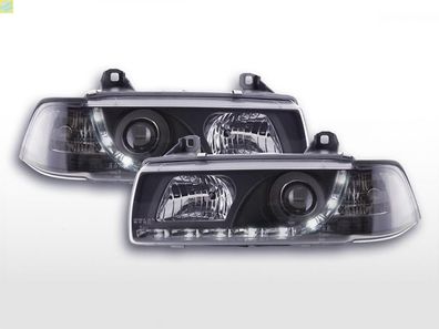 Scheinwerfer Set Daylight LED Tagfahrlicht BMW 3er E36 Coupe 92-99 schwarz