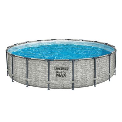 Steel Pro MAX™ Solo Pool ohne Zubehör Ø 549 x 122 cm, Steinwand-Optik, rund