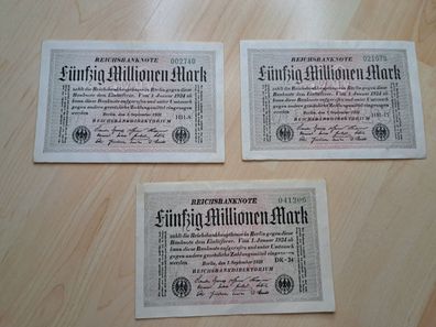 50 Millionen Reichsbanknote Reichsmark Deutsches Reich Inflationsgeld