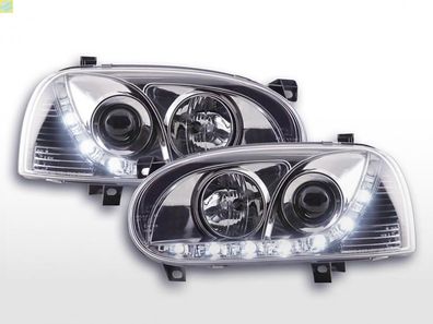 Scheinwerfer Set Daylight LED Tagfahrlicht VW Golf 3 91-97 chrom