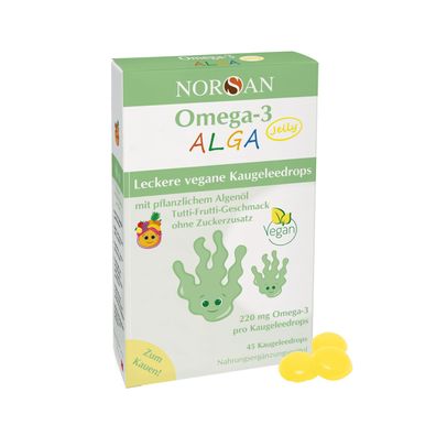 Norsan Omega-3 KIDS ALGA Jelly Drops 45 Stück
