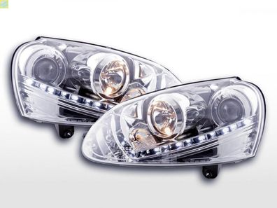 Scheinwerfer Set Daylight LED Tagfahrlicht VW Golf 5 Typ 1K 03-08 chrom für Rechtsle