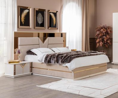 Nachttisch Schlafzimmer Luxus Möbel Holz Beige Stil Modern Nachttische