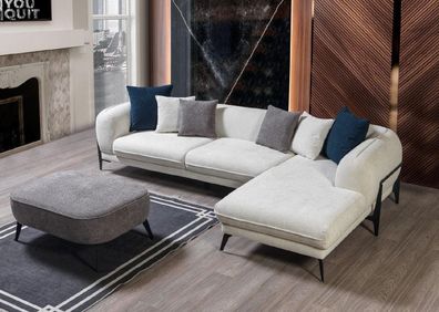 Weißes Ecksofa L-Form Couch Wohnzimmer Couchen Sofas Moderne Sofas