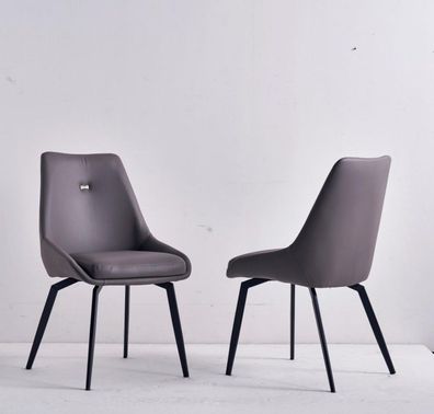 Moderner Grauer Stuhl Esszimmer Holz Metallstühle Designer Lehnstühle