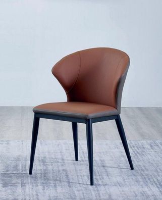 Esszimmer Schwarz-Brauner Stuhl Textil Einsitzer Designer Lehnstühle