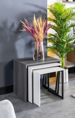 Beistelltische Wohnzimmer Luxus Design neu Modern grau Material Holz