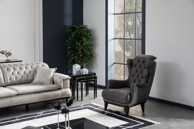 Sessel Design Couch Kunstleder Lounge Polster Sitzer Luxus Grau Neu