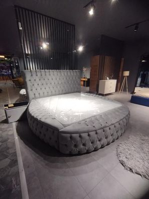 Design Schlafzimmer Set Chesterfield Bett + 2x Nachttische Luxus Doppel Ehebett