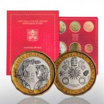 KMS 2024 Vatikan + 5 euro Papst Franziskus im Etui 1 cent-5 euro im Folder - VVK