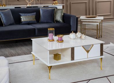 Couchtisch Wohnzimmer Holz Design Luxus Möbel neu weiß Stil Modern