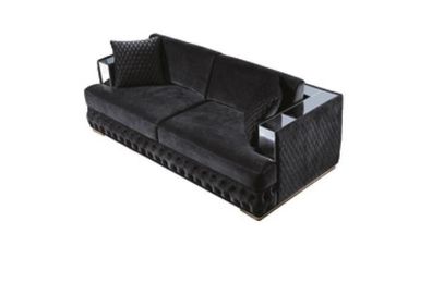 Dreisitzer Chesterfield Couch Schwarz Sofas Textil Leder Sofa Couchen Möbel Neu