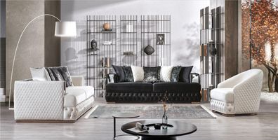 Sofa 3 Sitzer Weiß Luxus Wohnzimmer Klassische Design Italienischer Stil Neu