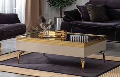 Wohnzimmer Couchtisch Luxus Stil Modernes Tisch Couchtische Design beige Metall
