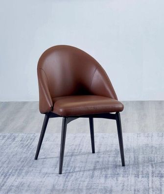 Brauner Lederstuhl Designer Einsitzer Moderne Esszimmer Holz Stühle