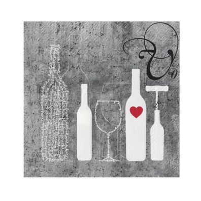 PET Vino Servietten Flasche und Glas, 25x25 cm, 10407 20 St