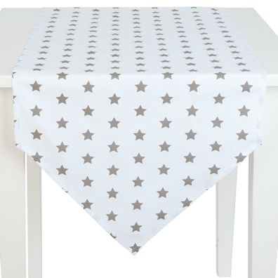 Clayre & Eef Tischläufer Tischdecke Tischtuch Sterne 50 * 160cm Baumwolle CAS65TP
