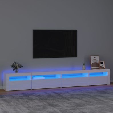 vidaXL TV-Schrank mit LED-Leuchten Hochglanz-Weiß 270x35x40 cm