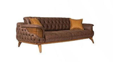 Luxus Dreisitzer Chesterfield Couch Möbel Couchen Braun Sofas Leder Polster Neu