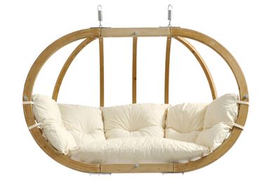 Amazonas Globo Royal Chair natur weiß - Doppelhängestuhl aus Holz wetterfest Hä