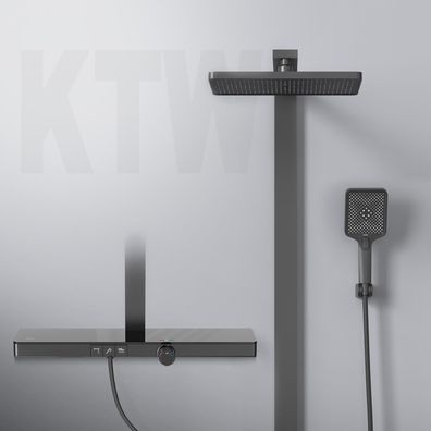 EMKE® Duschsystem Regendusche Set Handbrause Mechanische Duschtasten Duschsäule
