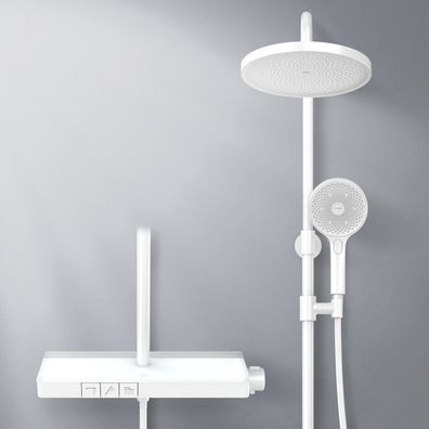 EMKE® Duschsystem Duschset Mit Thermostat Duscharmatur Regendusche Weiß