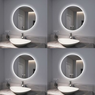 EMKE® Rund Badspiegel Mit LED Beleuchtung Touch Wandspiegel Bad Spiegel 50/60/70/80cm