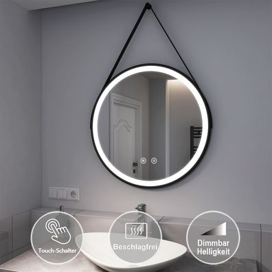 EMKE® Badspiegel Rund Mit LED Beleuchtung Touch Beschlagfrei Wandspiegel Dimmbar