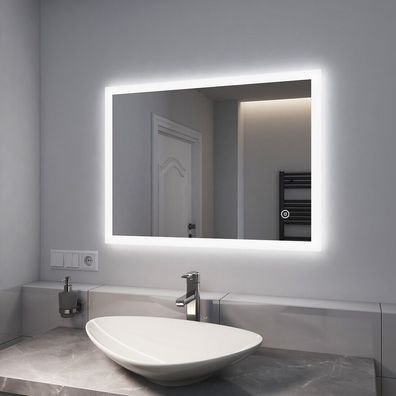EMKE® LED Badspiegel mit Beleuchtung Touch Beschlagfrei Badezimmerspiegel 80x60/60x80