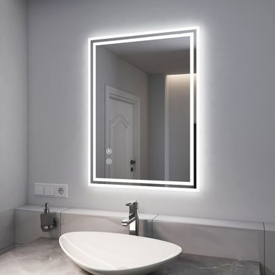 EMKE® Badspiegel Mit LED Beleuchtung Touch Beschlagfrei Wandspiegel 50x70/60x80cm