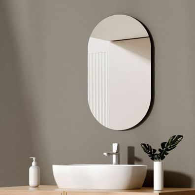EMKE® Badspiegel Elliptisch Wandspiegel Oval Rahmenlos Badezimmerspiegel Spiegel