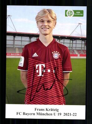 Frans Krätzig Autogrammkarte Bayern München U 19 2021-22 Original Signiert