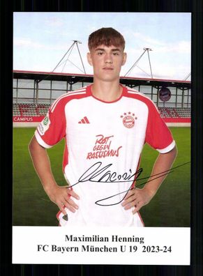 Maximilian Henning Autogrammkarte Bayern München U 19 2023-24 Original Signiert