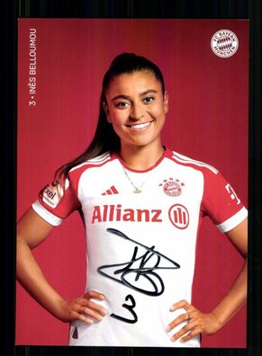 Ines Belloumou Autogrammkarte Bayern München 2023-24 Frauen Original Signiert