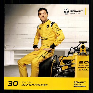 Jolyon Palmer Formel 1 2016-2017 Autogrammkarte Original Signiert + G 40516
