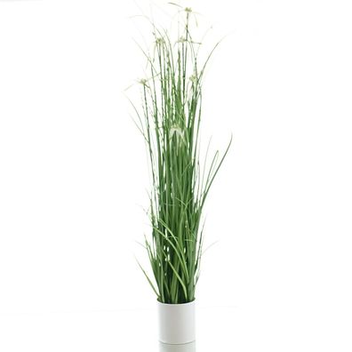 GASPER Sternsegge Weiß im weißen Melamintopf ca. 108 cm - Kunstpflanzen
