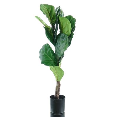 GASPER Geigenkastengummibaum - Ficus lyrata schwarzer Topf 80 cm - Kunstpflanzen