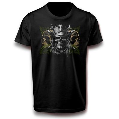 Karibik Piraten Skull Piratenschädel Ozean Gruselig Halloween Horror T-Shirt Baumwoll