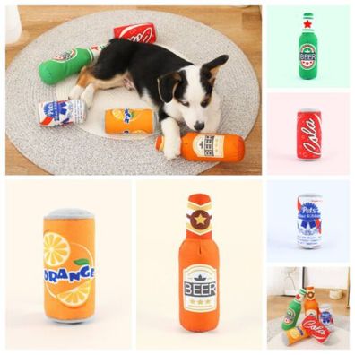 Trendiges Plüschtiere Bierflasche und Cola Spielzeug für Hunde langlebig