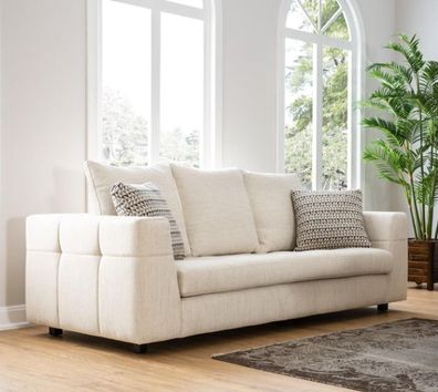 Luxus Modernes Sofa 3 Sitzer Polstersofa weiß Textill Sitz Design Couch Sofas
