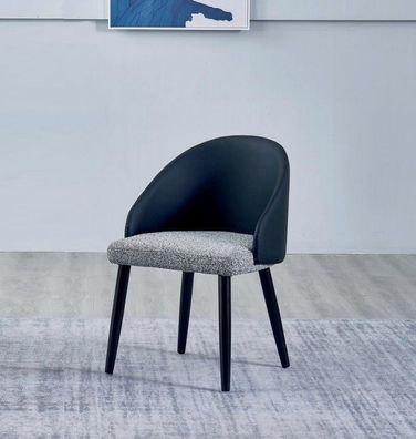 Grau-Blauer Esszimmerstuhl Luxuriöser Einsitzer Polstermöbel Holzstühle
