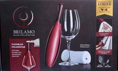 Brilamo Weinglaspolierer 26cm inkl Poliertuch für Weingläser Glas-Polierstab