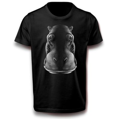 Nilpferd Flusspferd Hippopotamus Paarhufer Tiere Wild T-Shirt Baumwolle Hippo