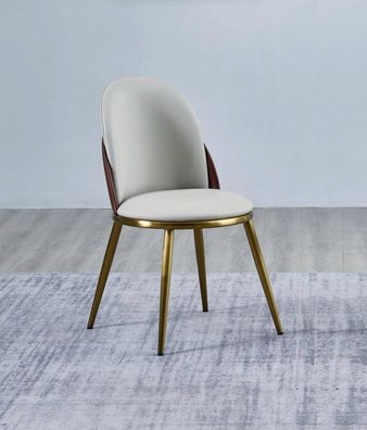 Weiß-Goldener Stuhl Stilvoller EInsitzer Polsterstühle Edelstahlstühle
