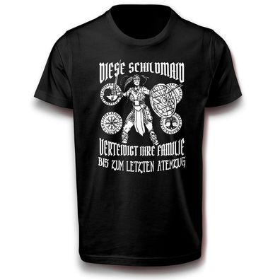 Wikinger Frau Schildmaid Familie Weiblich T-Shirt Baumwolle Odin Valhalla Thorshammer