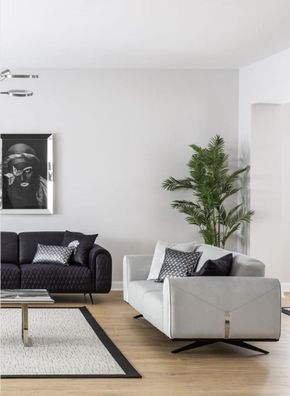 Sofa 3 Sitzer Polstersofa beige Textil Sitz Design Couch Sofas Stoff Modern Neu